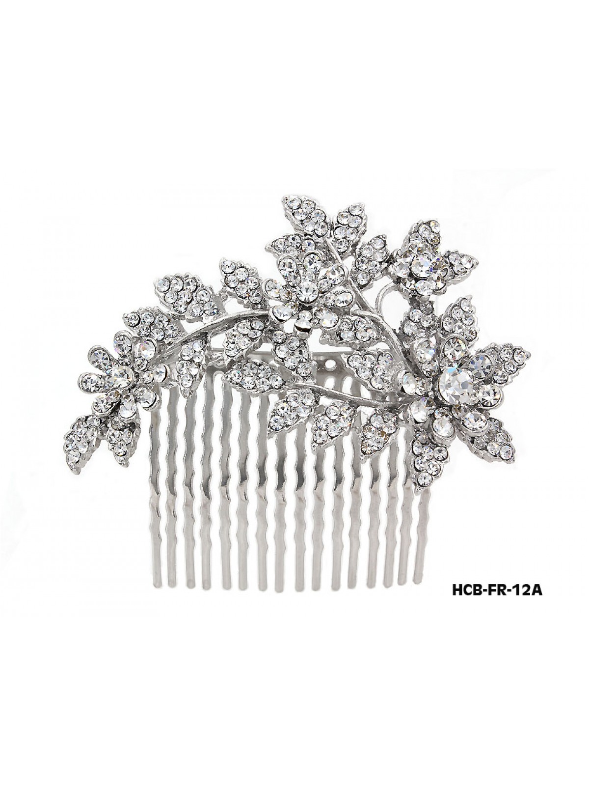 Hair Comb – Bridal Hair Combs & Clips w/ Austrian Crystal Stones Flowers - HCB-FR-12A